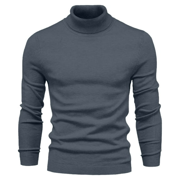 Hrsba Winter Sweaters for Men Turtleneck Long Sleeve Solid Color Loose Knit Pullover Warm Base Layer Sweater for Men Casual for Fall Winter