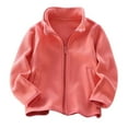 thumbnail image 1 of Hrsba Kids Fashionable Solid Color Outerwear 3-13 Years Old Big Kids Boys Girls Solid Color Long Sleeve Zip Fleece Sports Warm Pocket Casual Jacket, 1 of 3