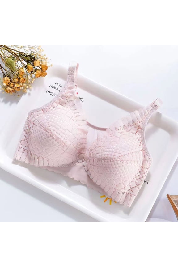 Wireless Bras for Women,Ladies Fashion Lace Non Steel Ring Front Open Buckle Postpartum Nursing Gathering Sagging Prevention Pregnancy Maternity Thin Bra