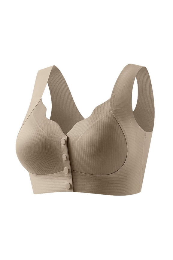 Wireless Bras for Women,Everyday Bras,Solid Color Front 4 Hook Lift Soft Comfortable Supportive Seamless Push Up Bra