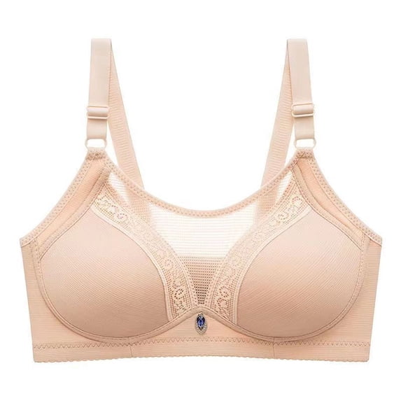 Hrsba Thin Wireless Bras for Women,Wireless Soft Side Lift Breathable Casual Bra
