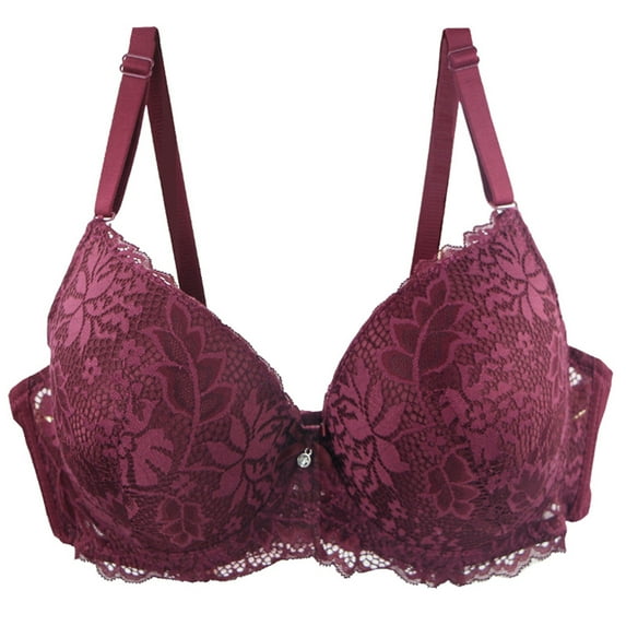 Hrsba Wireless Bras for Women,Seamless Push Up Lace Bra Plus Size Comfortable Breathable Contoured Support Everyday Innerwear for Ladies