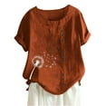 thumbnail image 1 of Hrsba Women Blouses,Crewneck Short Sleeve Front Button Print Summer Ladies Casual Daily Lightweight Comfy Blouse Tops, 1 of 3