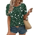 thumbnail image 1 of Hrsba Women Blouses,Summer Casual Ruffle Top All Over Print Crewneck Short Sleeve Vintage Vibes Ladies Shirt, 1 of 5
