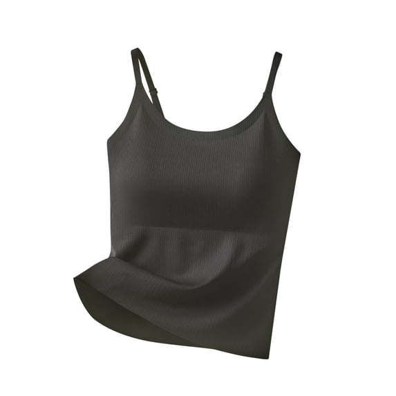 Hrsba Women Sleepwear,Solid Color Ribbed Texture Non Adjustable Strap Camisole Tank Top Soft Lightweight for Inner Layering