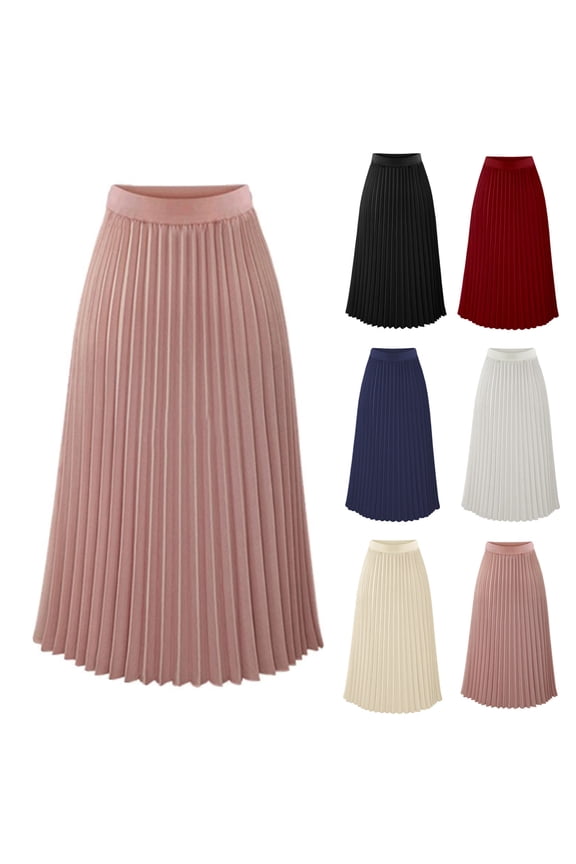 Women Solid Color Pleated Long Skirt Maxi Skirts for Women Flowy A Line Women's Skirts Casual Street Looks