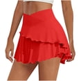 thumbnail image 1 of Hrsba Women Summer Solid Color Yoga Active Wear Tennis Skirt High Waisted with Pockets Mini Skirt, 1 of 6