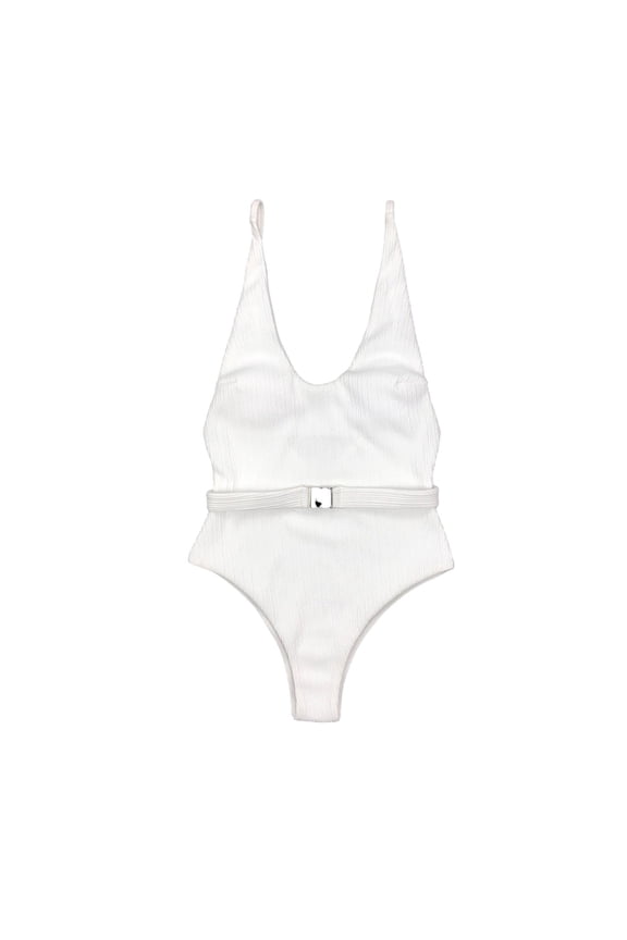 Women Swimsuit Solid Color Open Back Waist Defined Beach Wear Elegant Summer Swimwear