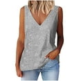 thumbnail image 1 of Hrsba Women V Neck Sleeveless Tank Top with Sequins for Casual Fashion Wear, 1 of 5