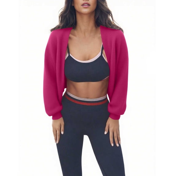 Hrsba Women's Cardigan Sweaters Solid Color Long Sleeve Knit Sweater Outerwear