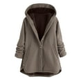 thumbnail image 1 of Hrsba Womens Winter Full Zipper Hooded Puffer Jacket,Coats for Women Winter Plaid Print Crew Neck Hooded Long Sleeve Fleece Lined Casual Outerwear, 1 of 5