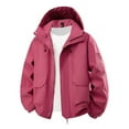 thumbnail image 1 of Hrsba Womens Winter Full Zipper Hooded Puffer Jacket,Womens Winter Coats Solid Color Windpro of Jacket Long Sleeve Loose Outdoor Top with Pockets Zip Hooded Outerwear, 1 of 2
