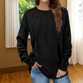 thumbnail image 1 of Hrsba Women's Oversized Casual Tops,Women's Long Sleeve Tops Solid Color Round Neck Front Ruffle Velour Pullover Casual Fall Sweaters for Women, 1 of 5