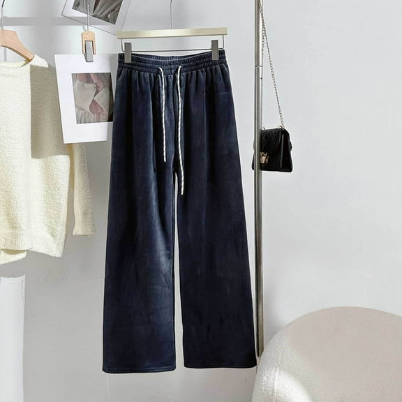 Hrsba Womens Sleepwear Pants Drawstring Waist Loose Profile Sleep Use Breathable Texture Clean Appearance Balanced Outline Warm Pocket Sleep Pant