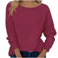 thumbnail image 1 of Hrsba Sweatershirt for Women, Sweaters for Women Fall Sweaters for Women Solid Color Crew Neck Long Sleeve Knit Sweater Casual Fashion Ladies Tops Women's Long Sleeve Tops, 1 of 5