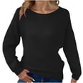 thumbnail image 1 of Hrsba Sweatershirt for Women, Sweaters for Women Fall Sweaters for Women Solid Color Crew Neck Long Sleeve Knit Sweater Casual Fashion Ladies Tops Women's Long Sleeve Tops, 1 of 5