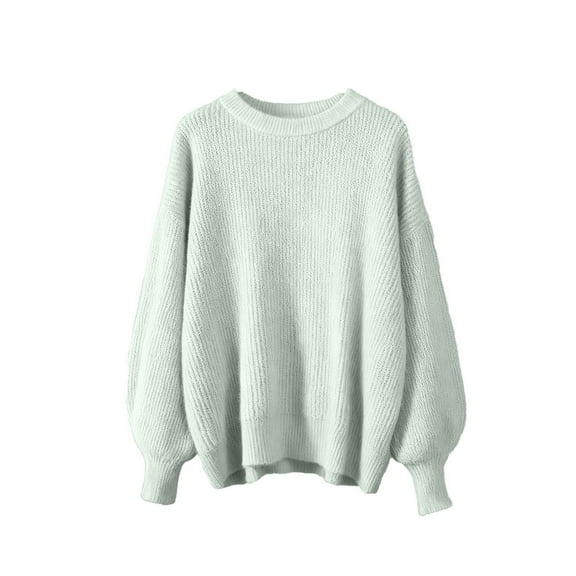 Hrsba Women's Round Neck Sweater,Sweaters for Women Fashion Long Sleeve Round Neck Knit Sweater Solid Color Versatile Fall Tops for Women