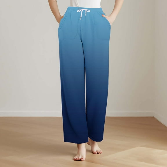 Hrsba Women's Striped Pajama Pants,Solid Color Elastic Waist Long Sleep Bottoms