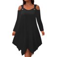 thumbnail image 1 of Hrsba Women's Winter Casual Dresses, Plus Size Dresses Winter Dress for Women Solid Color Off Shoulder Long Sleeve Casual Dress, 1 of 5