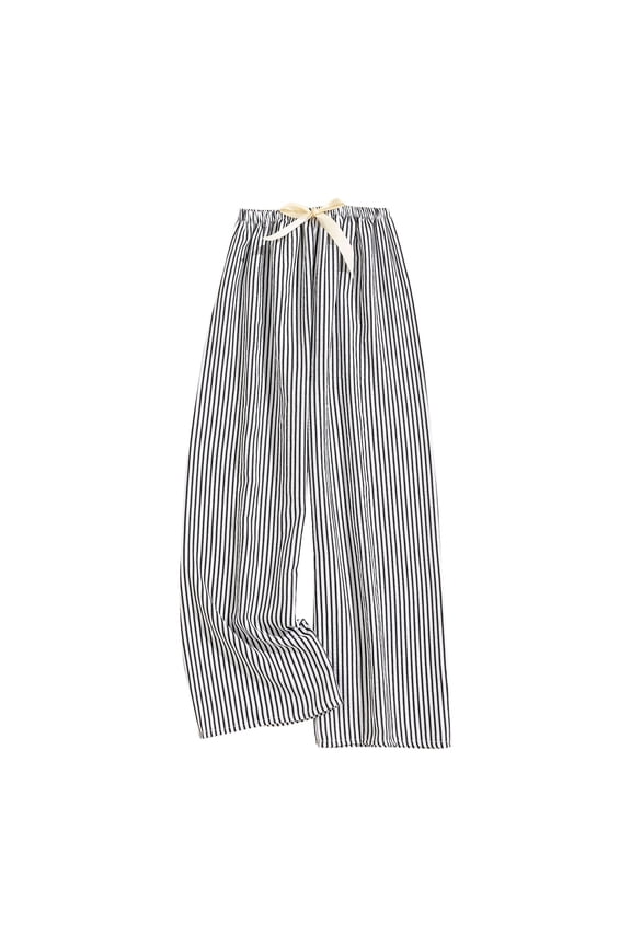 Women's Winter Full Length Pants, Pants For Women Everyday Pants Women Ladies Pants Striped Loose Casual Loungewear Elastic Waist Long Pants