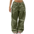 thumbnail image 1 of Hrsba Women's Winter Full Length Pants, Womens Work Pants Athletic Pants for Women Solid Color Dry Fabric 5 Pockets with Drawstring Loose Cargo Trousers, 1 of 5