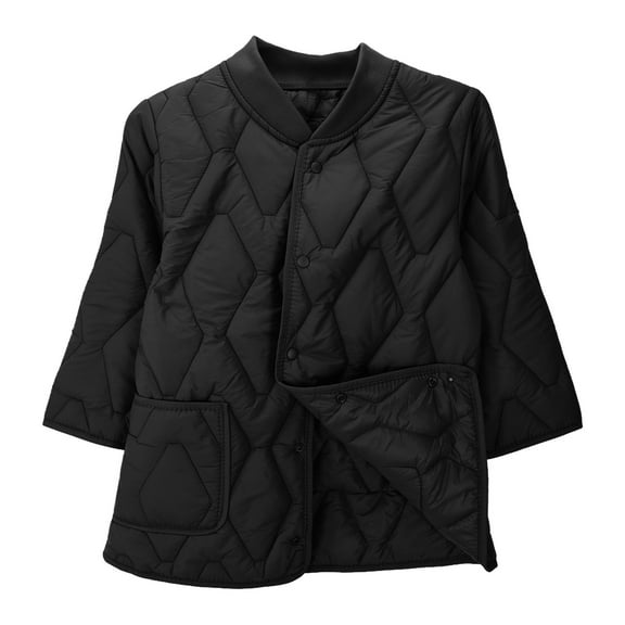 Hrsba Women's Winter Long Sleeve Hoodless Casual Outwear and Jackets, Ladies Jackets 3/4 Sleeve Coat with Pockets Snap Buttons Casual Outerwear