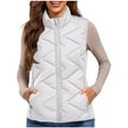 thumbnail image 1 of Hrsba Women Puffer Vest Sleeveless Cropped Outerwear, Women's Coats and Jackets Sleeveless Solid Color Lapel Loose Casual Outerwear, 1 of 4