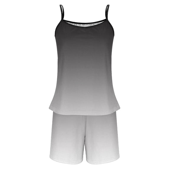 Hrsba Gradient Print Cami Set for Women Sleeveless Top with Shorts 2 Piece Summer Soft Breathable Ladies Sleepwear Pjs Set
