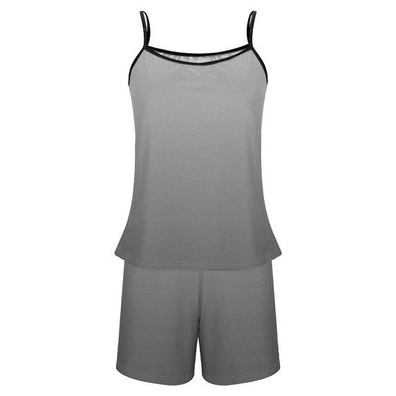 Hrsba Gradient Print Cami Set for Women Sleeveless Top with Shorts 2 Piece Summer Soft Breathable Ladies Sleepwear Pjs Set