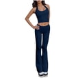 thumbnail image 1 of Hrsba Solid Color Back 2 Piece Set for Women Sleeveless Top and Stretchy Long Pants Summer Outfits, 1 of 5