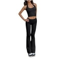 thumbnail image 1 of Hrsba Solid Color Back 2 Piece Set for Women Sleeveless Top and Stretchy Long Pants Summer Outfits, 1 of 5