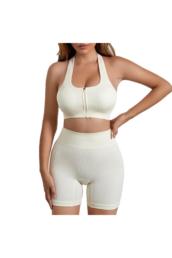 Womens 2 Piece Set,Solid Color High Waist Sports Bra 3 Quarter Yoga Pants Summer Active Wear