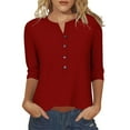 thumbnail image 1 of Hrsba Womens 3/4 Sleeve V Neck Blouses & Shirts,Button Top Women Casual Blouse Tops For Women V Neck 3/4 Sleeve Loose T Shirt Tops, 1 of 5