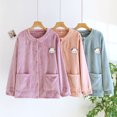 thumbnail image 1 of Hrsba Womens Button Bed Jacket Fleece Lined Thick Long Sleeve Lounge Tops, 1 of 7