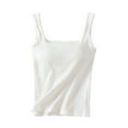 thumbnail image 1 of Hrsba Womens Camisole Tank Tops,Solid Color Crew Neck Lace Sleeveless Tank Top with Built In Fixed Bra for Outer Wear and Daily Layering, 1 of 3