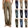 thumbnail image 1 of Hrsba Womens Cargo Straight Pants Multi Side Pocket Elastic Waist Functional Full Length Trousers For Women, 1 of 7