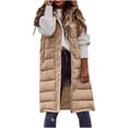 thumbnail image 1 of Hrsba Womens Casual Long Sleeve Outwear Jacket,Coats For Women Solid Color Hooded Button Long Length Sleeveless Puffer With Pockets Winter,Size XXL, 1 of 5