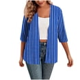 thumbnail image 1 of Hrsba Jackets for Women Trendy, Ladies Lightweight Jackets Solid Color Striped 3/4 Sleeve Cardigan Loose Casual Outerwear, 1 of 4