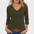 thumbnail image 1 of Hrsba Womens Fall Winter Casual Top,Fall Tops for Women Solid Color V Neck 3/4 Sleeve Elegant Pullover Casual Blouse Tops for Ladies, 1 of 5