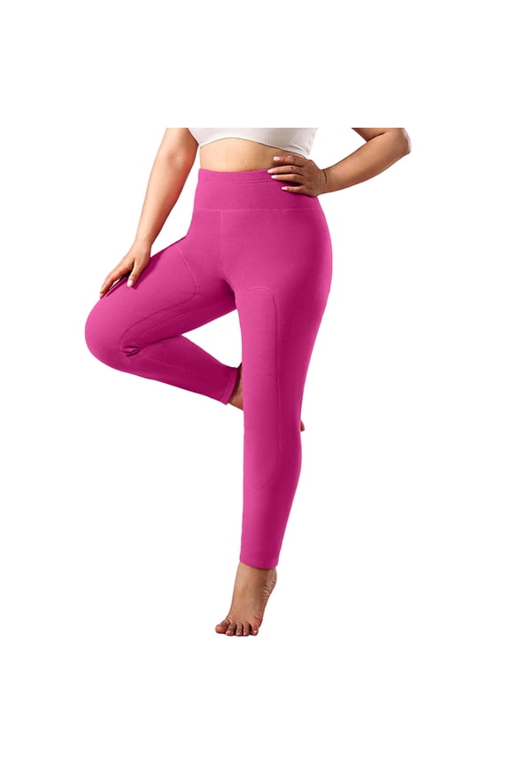Womens Full Length Pants,Yoga Pants Women Solid Color Fleece Lined Leggings with Patch Detail Warm Athletic Base Layer Full Length Pants