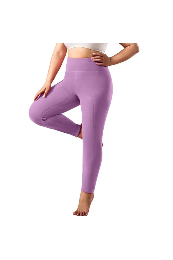 Womens Full Length Pants,Yoga Pants Women Solid Color Fleece Lined Leggings with Patch Detail Warm Athletic Base Layer Full Length Pants