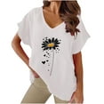 thumbnail image 1 of Hrsba Womens Graphic Tees Floral Print V Neck Short Sleeve Shirt Summer Fashion Soft Ladies Blouse Daily Cozy Outfit, 1 of 5