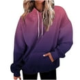 thumbnail image 1 of Hrsba Womens Hooded Sweatshirts,Sweatshirt Tops for Women Fall Winter Gradient Print Hooded Long Sleeve with Pockets Long Length Pullover Tops, 1 of 4