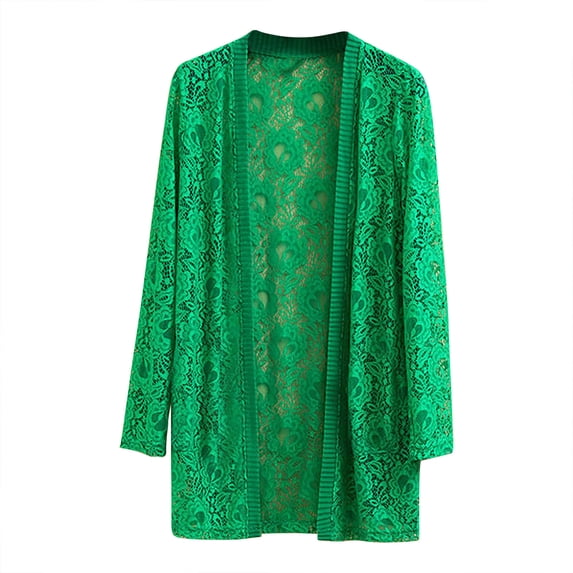 Hrsba Womens Jackets,Solid Color Lace Long Sleeve Mid Length Elegant Outerwear Jacket