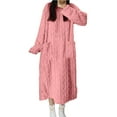 thumbnail image 1 of Hrsba Pajamas for Women Dress,Nightgowns for Women Long Sleeve Solid Color Fuzzy Sleep Dress Extended Length Warm with Double Pockets Hoodless Pajama, 1 of 5