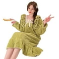 thumbnail image 1 of Hrsba Pajamas for Women Set,Nightgowns for Women Solid Color Fleece Flannel Sleep Dress Princess Style Loose Ruffled Long Gown Winter Home Loungewear, 1 of 4