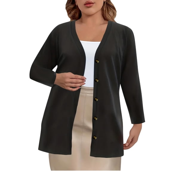 Hrsba Womens Long Sleeve Hoodless Casual Outwear & Jackets,Women'S Jacket Size Solid Color Button Light Stretch Long Sleeve Collarless Cardigan Outerwear Fall,Size XXL