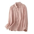 thumbnail image 1 of Hrsba Womens Long Sleeve Turndown Collar Blouse & Shirt,Womens' Tops Solid Color Collared Long Sleeve Fall Casual Wear, 1 of 5