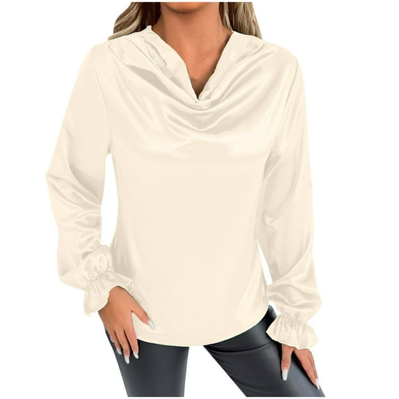 Hrsba Womens Long Sleeve V Neck Blouses & Shirts,Women Casual Tops Blouses For Women V Neck 3/4 Sleeve Solid Color Loose Pullover T Shirt Tops
