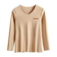 thumbnail image 1 of Hrsba Womens Long Sleeve V Neck Blouses & Shirts, Women's Long Sleeve Tops Solid Color Velour Warm V Neck Base Layer Pullover Fall Winter Tops, 1 of 4